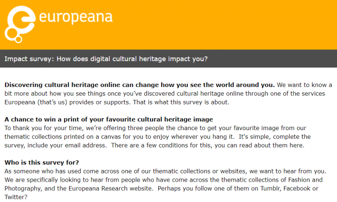 Survey about Europeana (10 minutes): tell us what you think!
