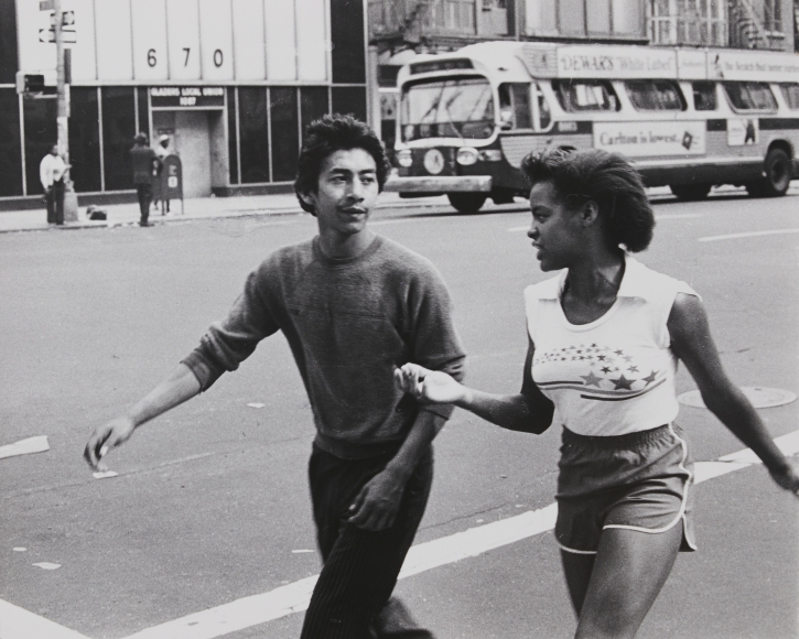 Rudy Burckhardt, Untitled, New York (couple walking in street), c. 1978 gelatin-silver print