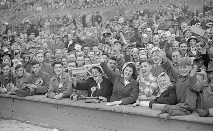 img: 1398267: Rugby League Cup final between Bradford Northern , the holders , and Wigan at Wembley Stadium - 29 April 1948. © topfoto.co.uk, educational reuse permitted.