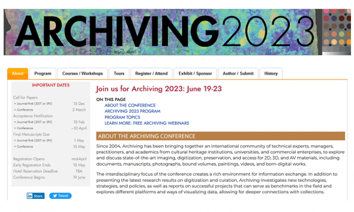 Archiving 2023 conference – Oslo (Norway), 19-23 June 2023